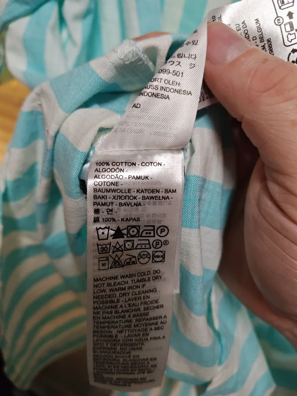 Levi's Aqua and White Vertical Stripe Short-Sleeve Button-Up